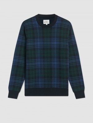 Ben Sherman Blackwatch Check Crewneck Strikkevarer Svarte | ND1629578