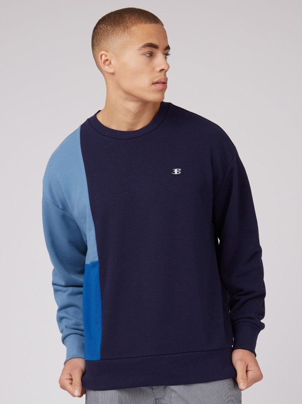 Ben Sherman B by Ben Sherman Colorblock Crewneck Gensere Blå | BI2714380