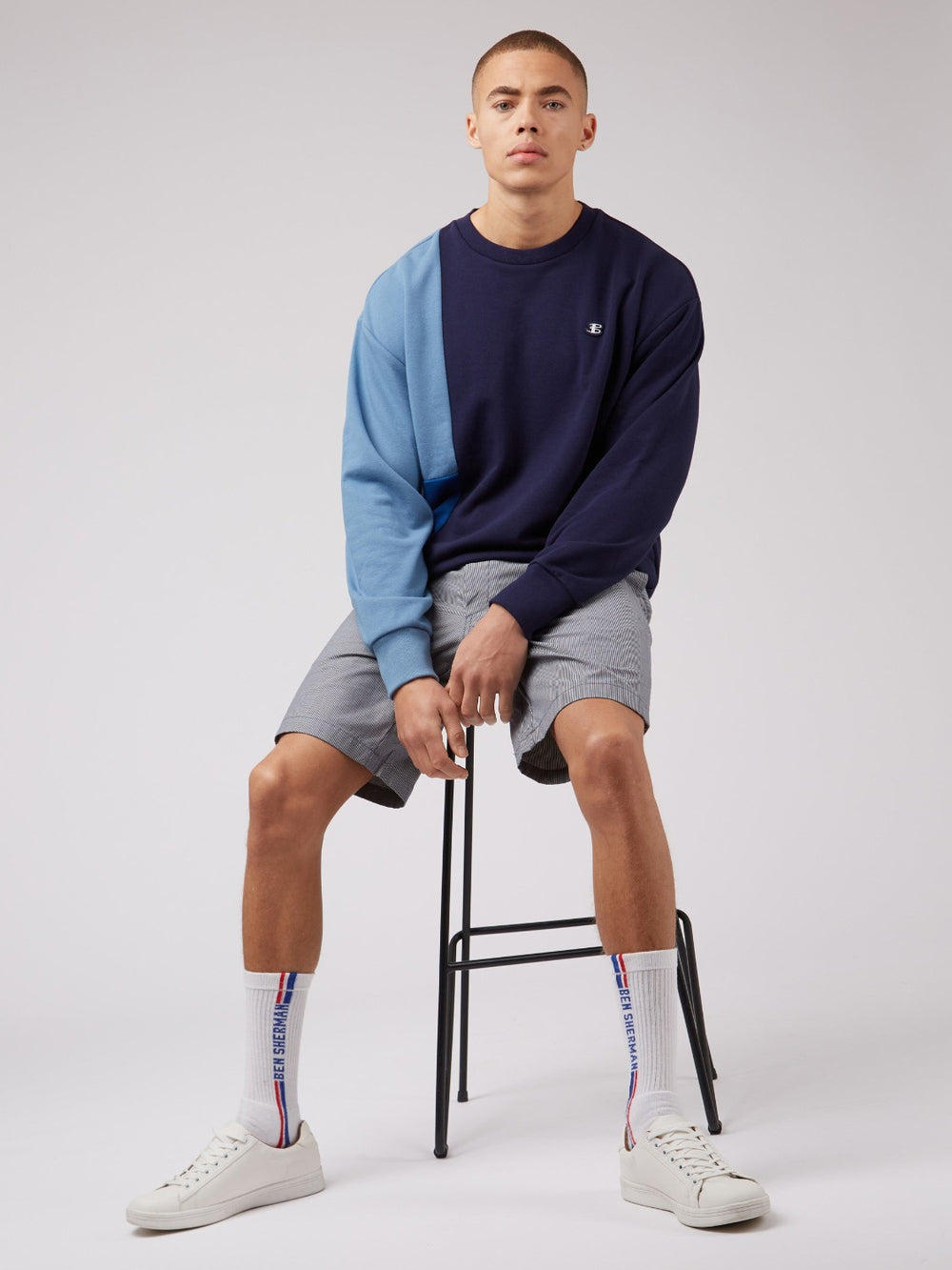 Ben Sherman B by Ben Sherman Colorblock Crewneck Gensere Blå | BI2714380
