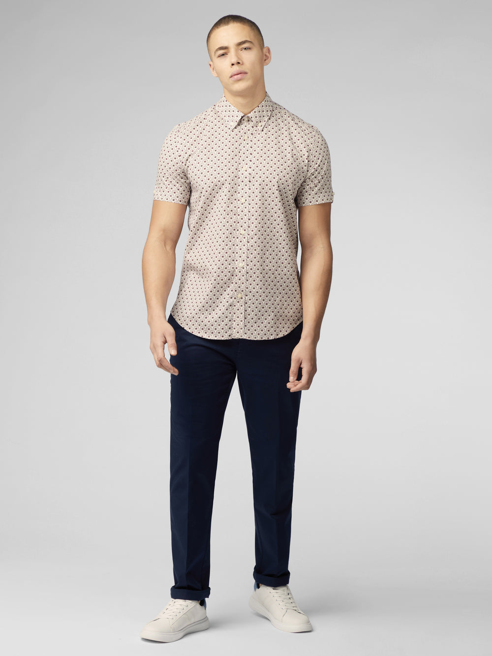 Ben Sherman Block Geo Skjorte Mørke Rød | NS1407693