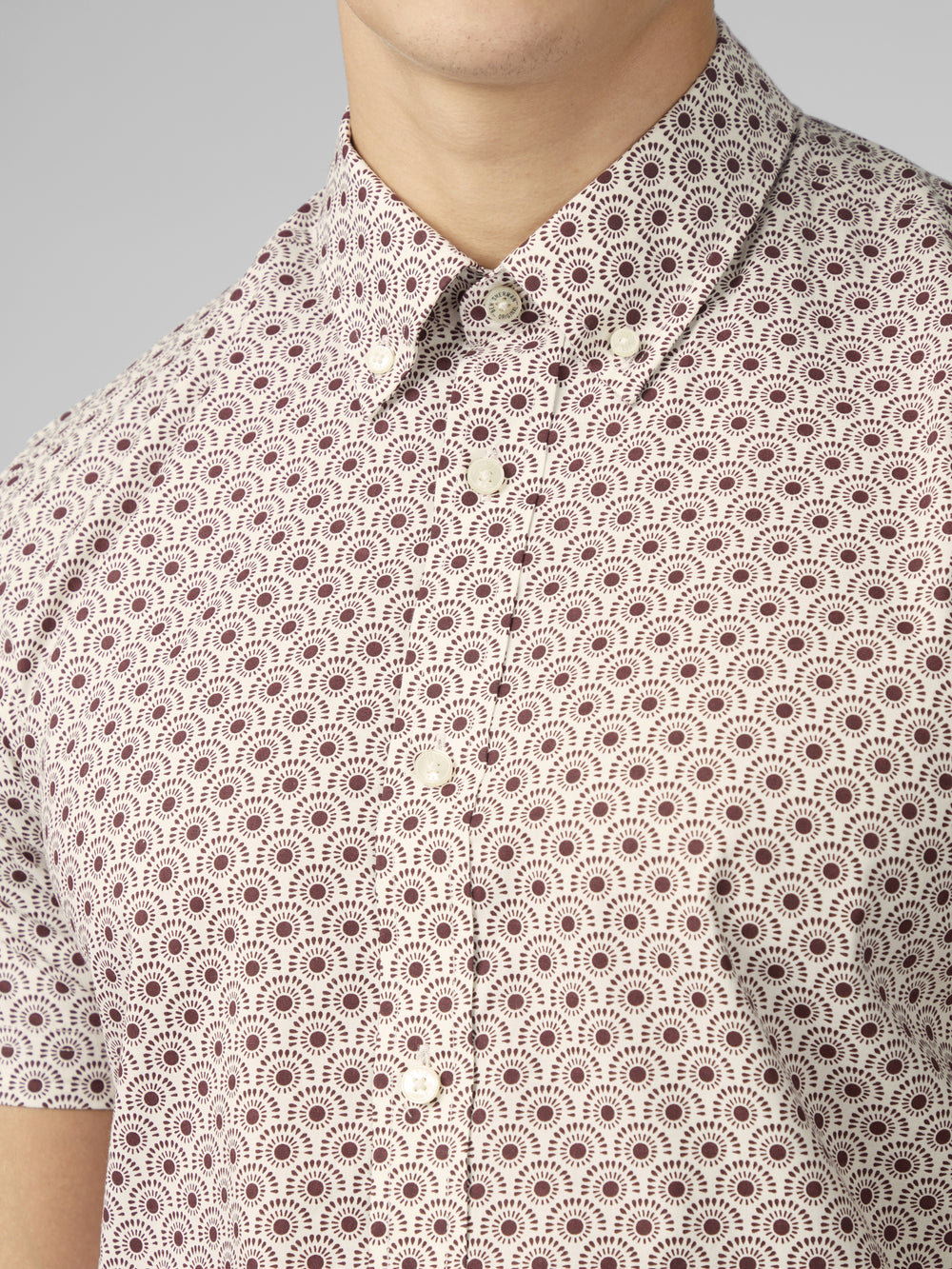 Ben Sherman Block Geo Skjorte Mørke Rød | NS1407693