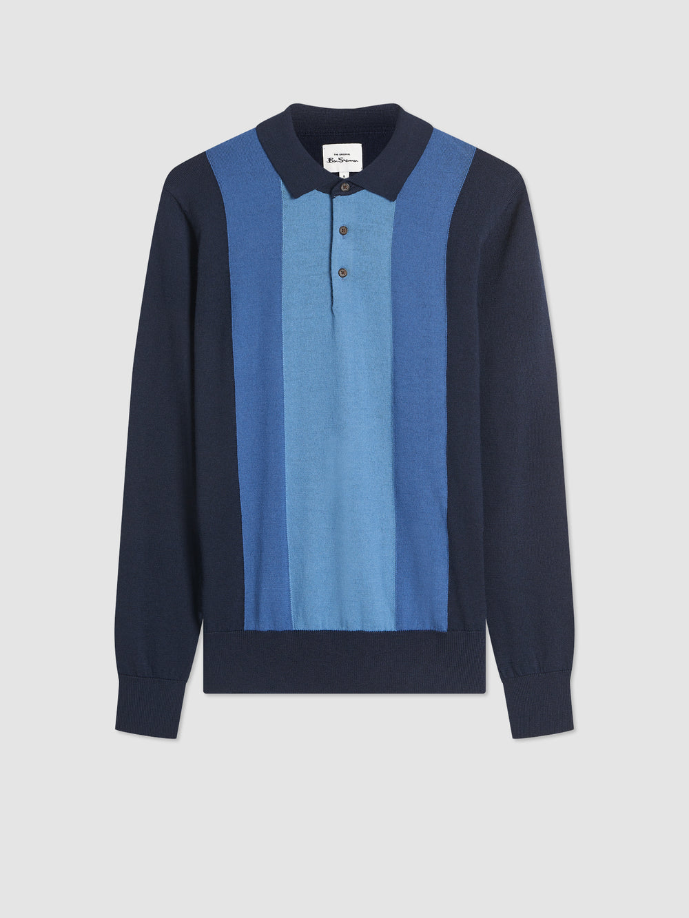 Ben Sherman Block Stripe Merino Gensere Med Polo Hals Marineblå | GP6583910