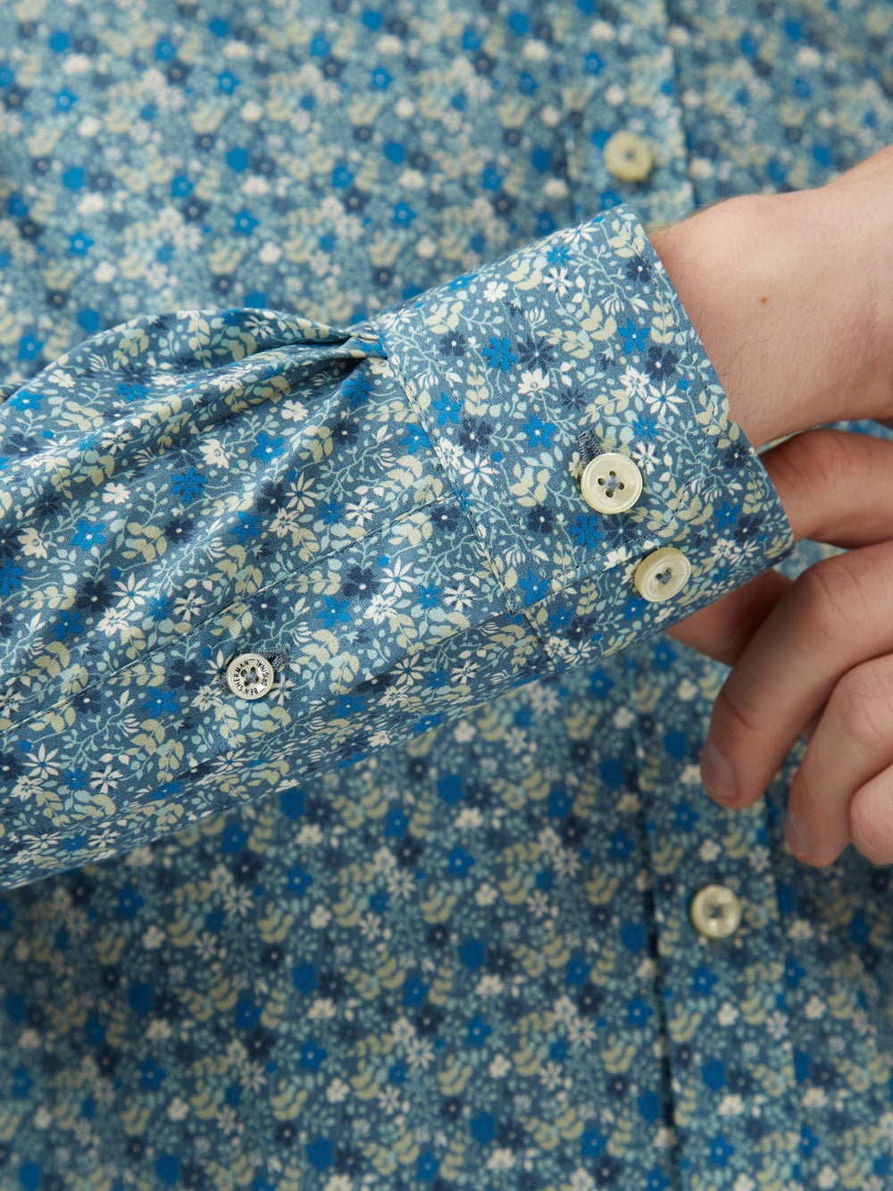 Ben Sherman Floral Print Long-Sleeve Skjorte Blå Grå | KT3048297