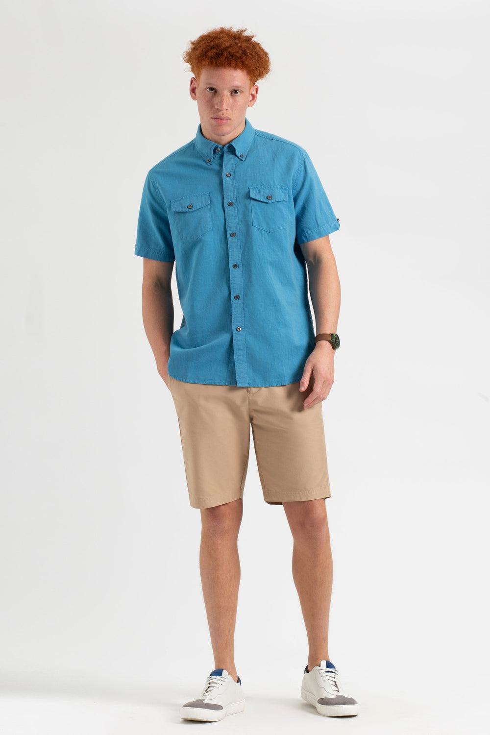 Ben Sherman Garment Dye Linen Skjorte Blå | PV9467501