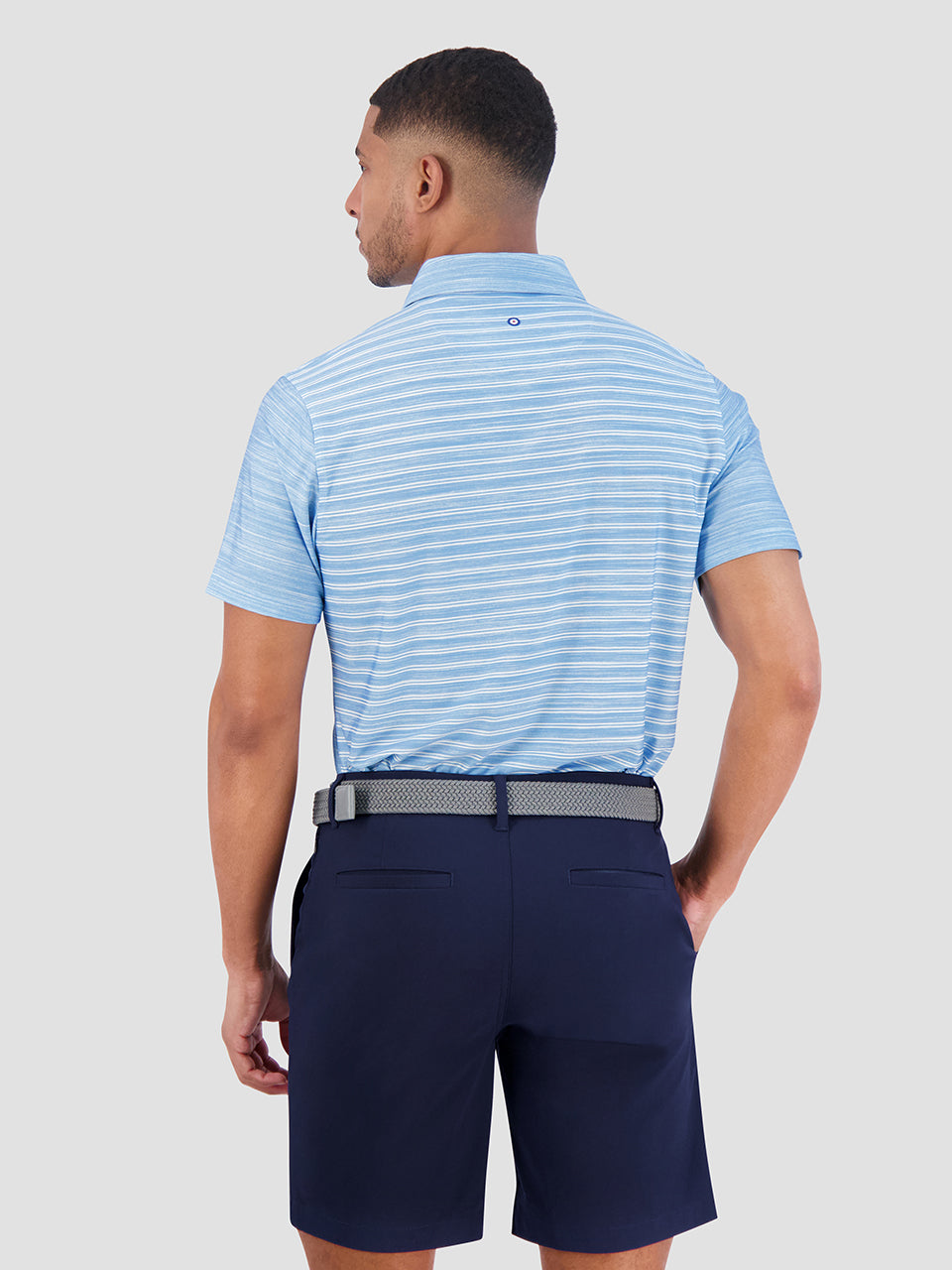 Ben Sherman Melange Stripes Color Block Tech Jersey Sports Fit Polo T Skjorte Blå | MB7023918
