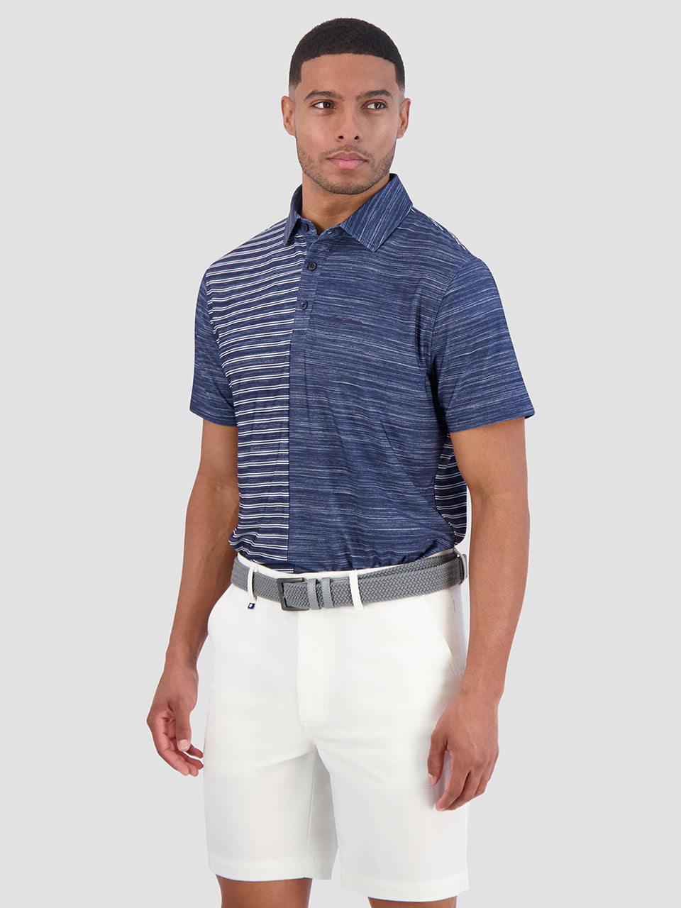 Ben Sherman Melange Stripes Color Block Tech Jersey Sports Fit Polo T Skjorte Marineblå | GI6238509
