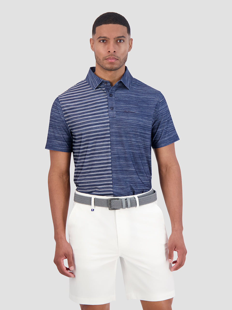 Ben Sherman Melange Stripes Color Block Tech Jersey Sports Fit Polo T Skjorte Marineblå | GI6238509