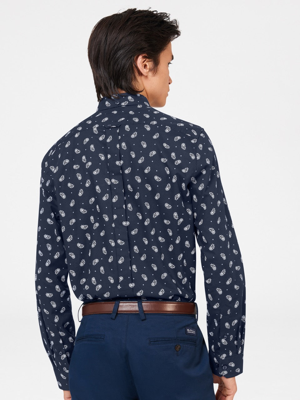 Ben Sherman Micro Paisley Skjorte Marineblå | TY0639241