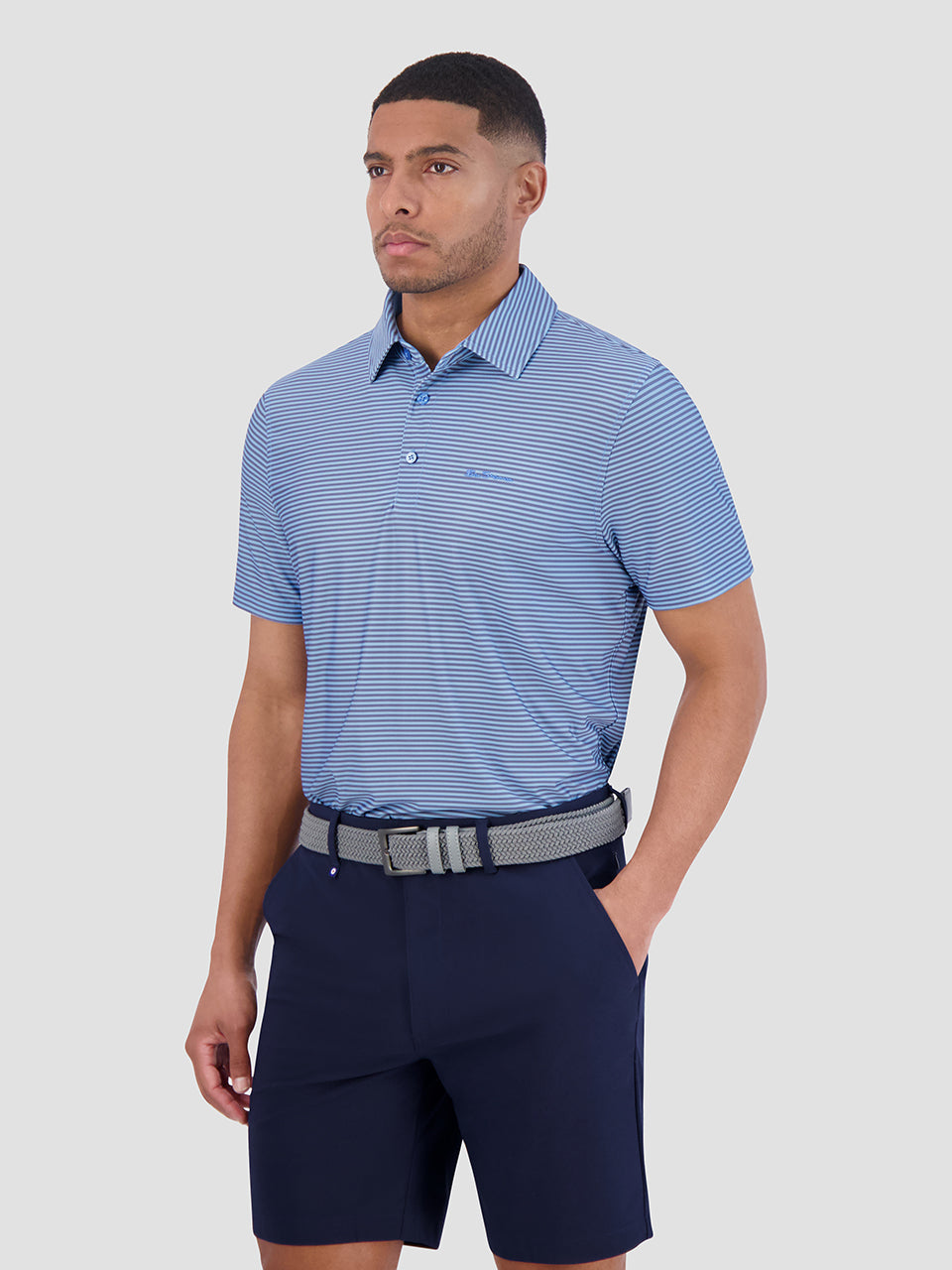 Ben Sherman Mini Stripes Tech Jersey Sports Fit Polo T Skjorte Blå | QA0435216