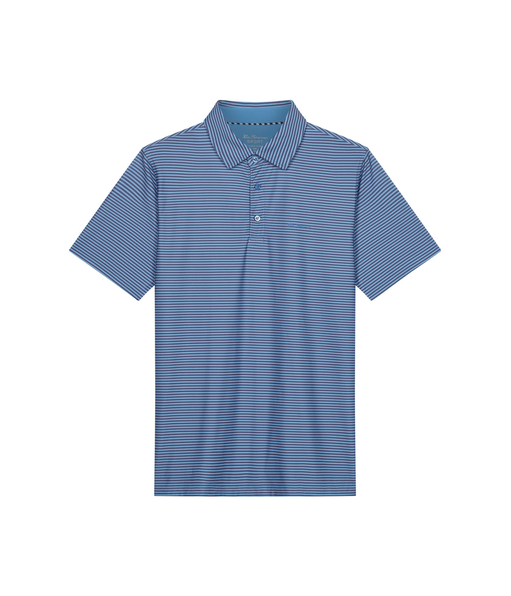 Ben Sherman Mini Stripes Tech Jersey Sports Fit Polo T Skjorte Blå | QA0435216