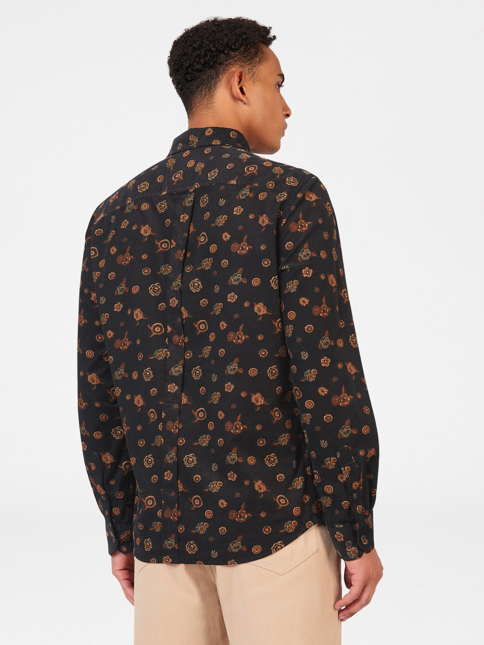 Ben Sherman Retro Floral Print Corduroy Skjorte Svarte | EA3497028
