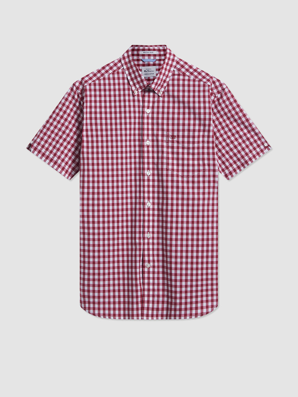 Ben Sherman Short Sleeve House Poplin Gingham Skjorte Burgunder | VA0187642