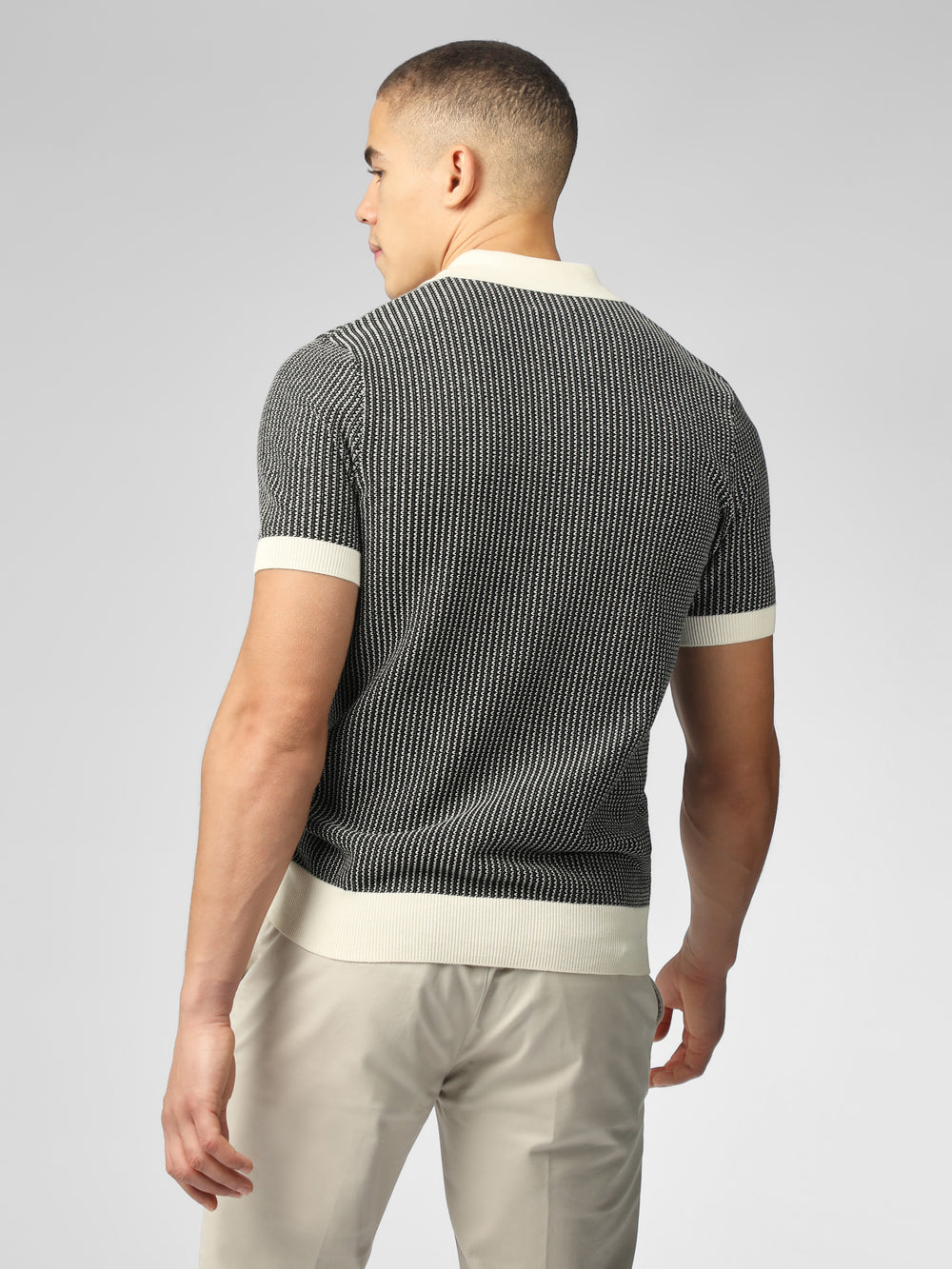 Ben Sherman Signature Bicolor Zip Neck Polo Strikkevarer Hvite | OL0513946