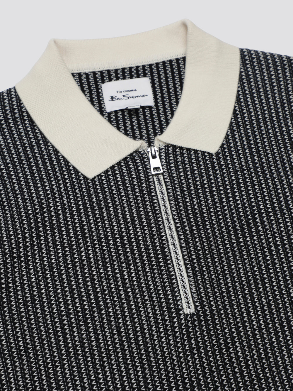 Ben Sherman Signature Bicolor Zip Neck Polo Strikkevarer Hvite | OL0513946