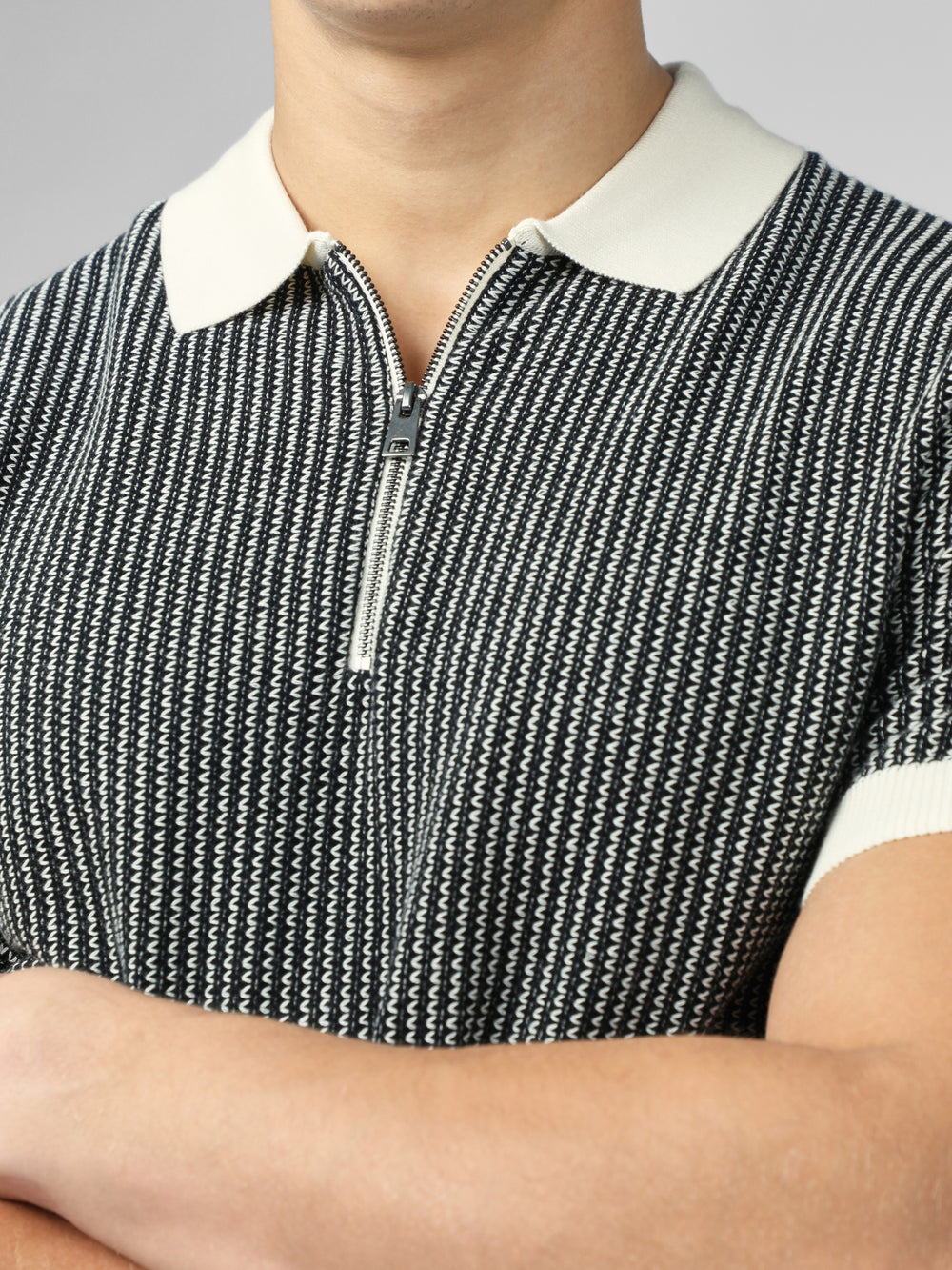 Ben Sherman Signature Bicolor Zip Neck Polo Strikkevarer Hvite | OL0513946