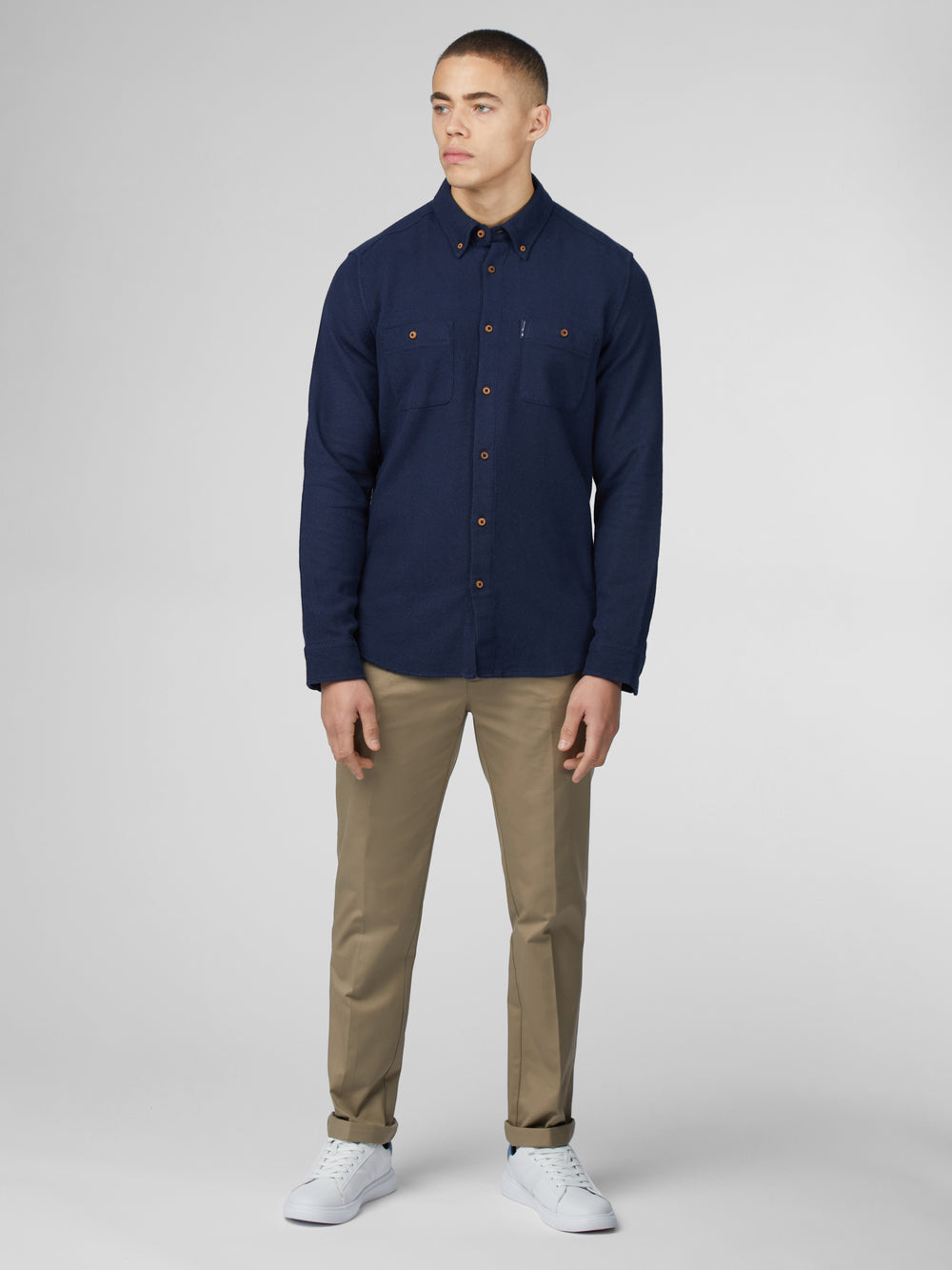 Ben Sherman Signature Boucle Skjorte Marineblå | EW7269158