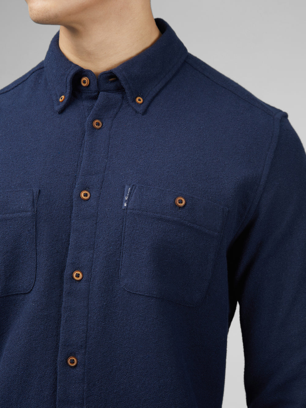 Ben Sherman Signature Boucle Skjorte Marineblå | EW7269158