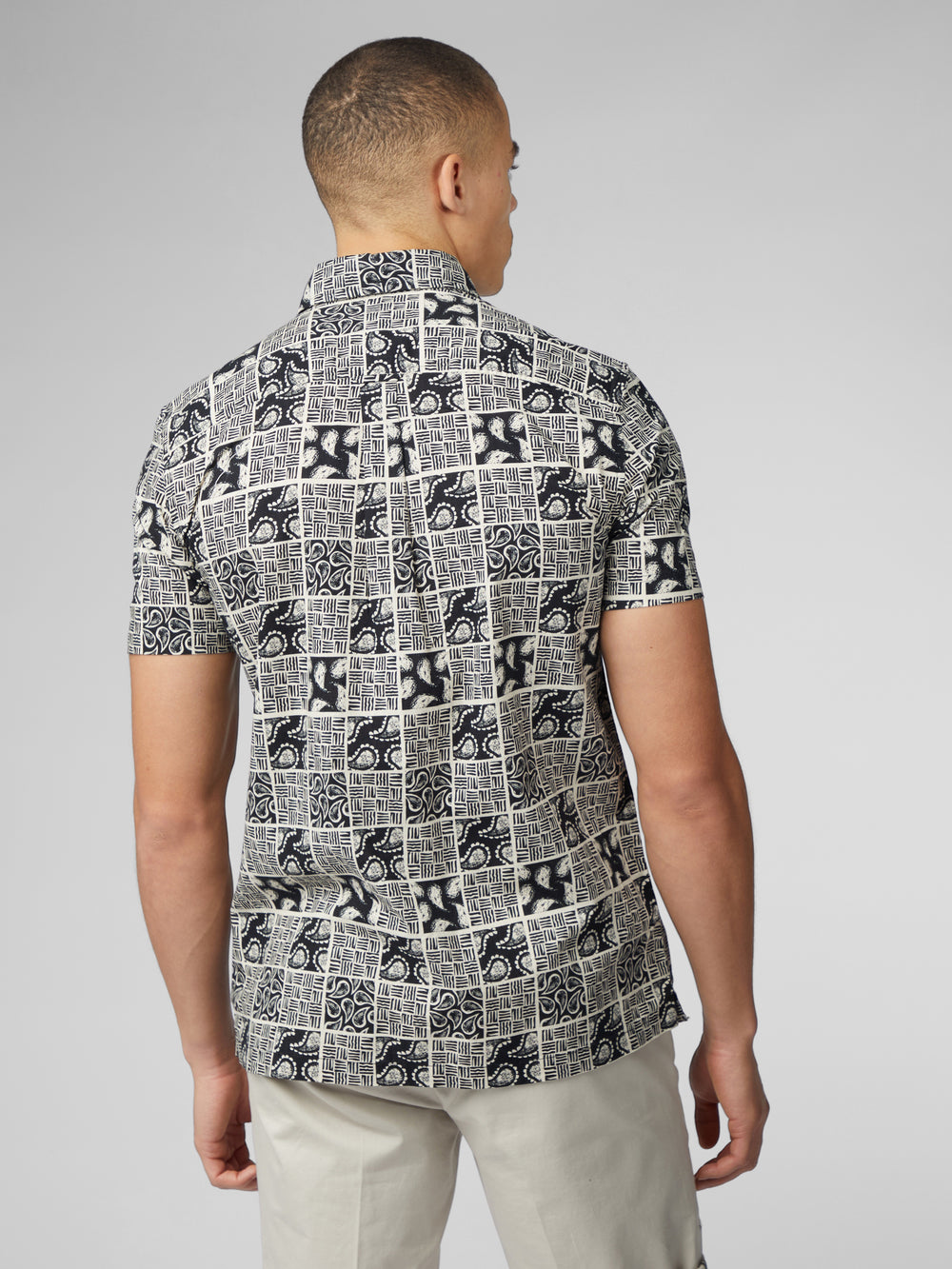 Ben Sherman Signature Checkerboard Paisley Print Skjorte Svarte | SA4710956