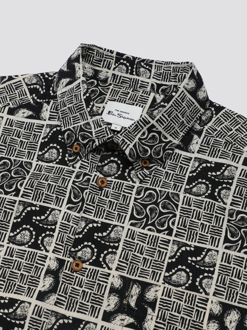Ben Sherman Signature Checkerboard Paisley Print Skjorte Svarte | SA4710956