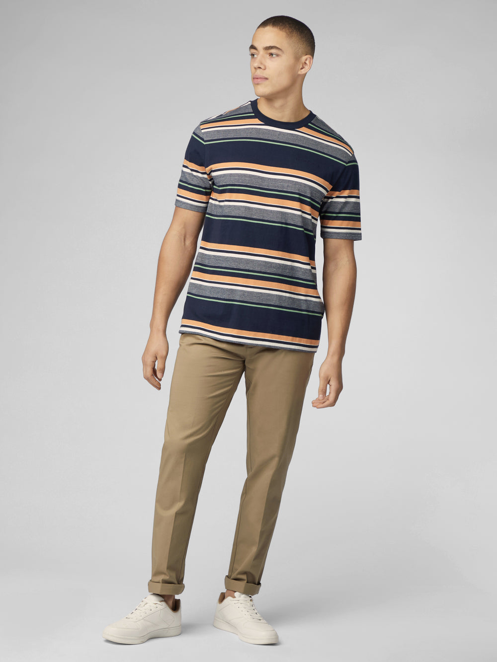 Ben Sherman Signature Engineered Stripe T-Skjorte Marineblå | WO2348051