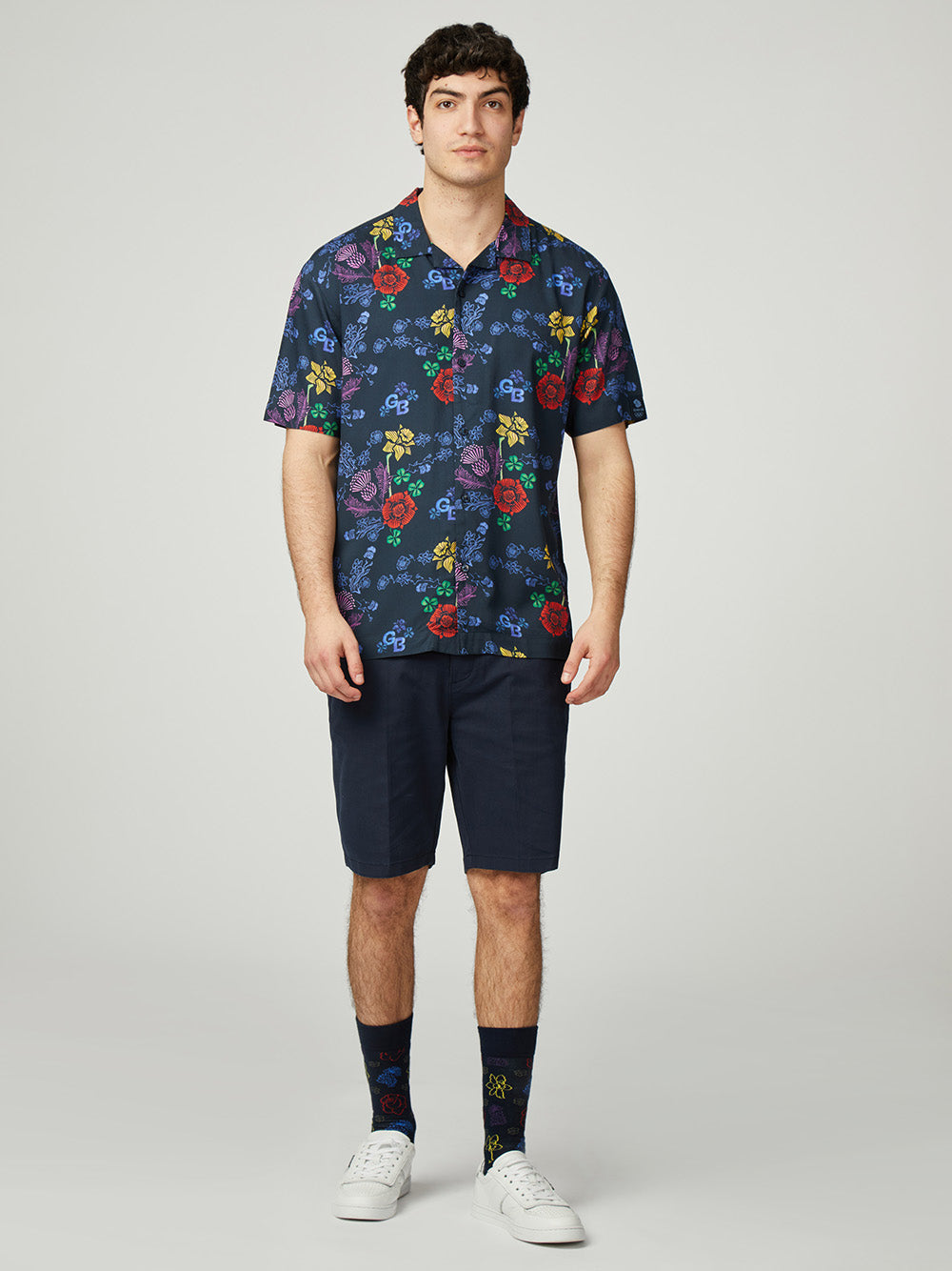 Ben Sherman Team GB Floral Skjorte Marineblå | ZR6253708